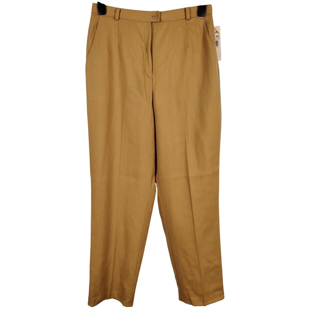 NWT Koret Womens SZ 16 Wool Pleated Trousers Camel Tan Dark Academia Officecore